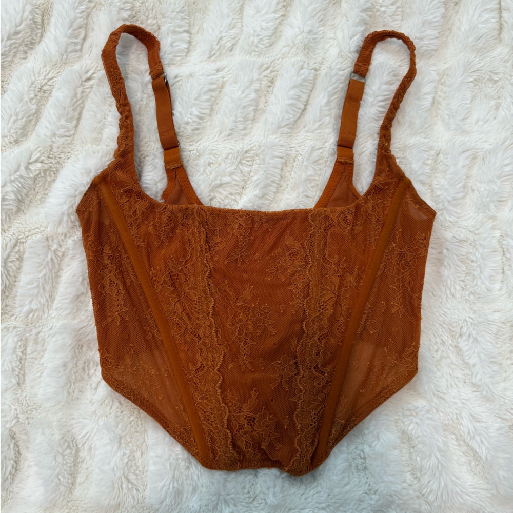 Urban Outfitters Rust Lace Corset Top